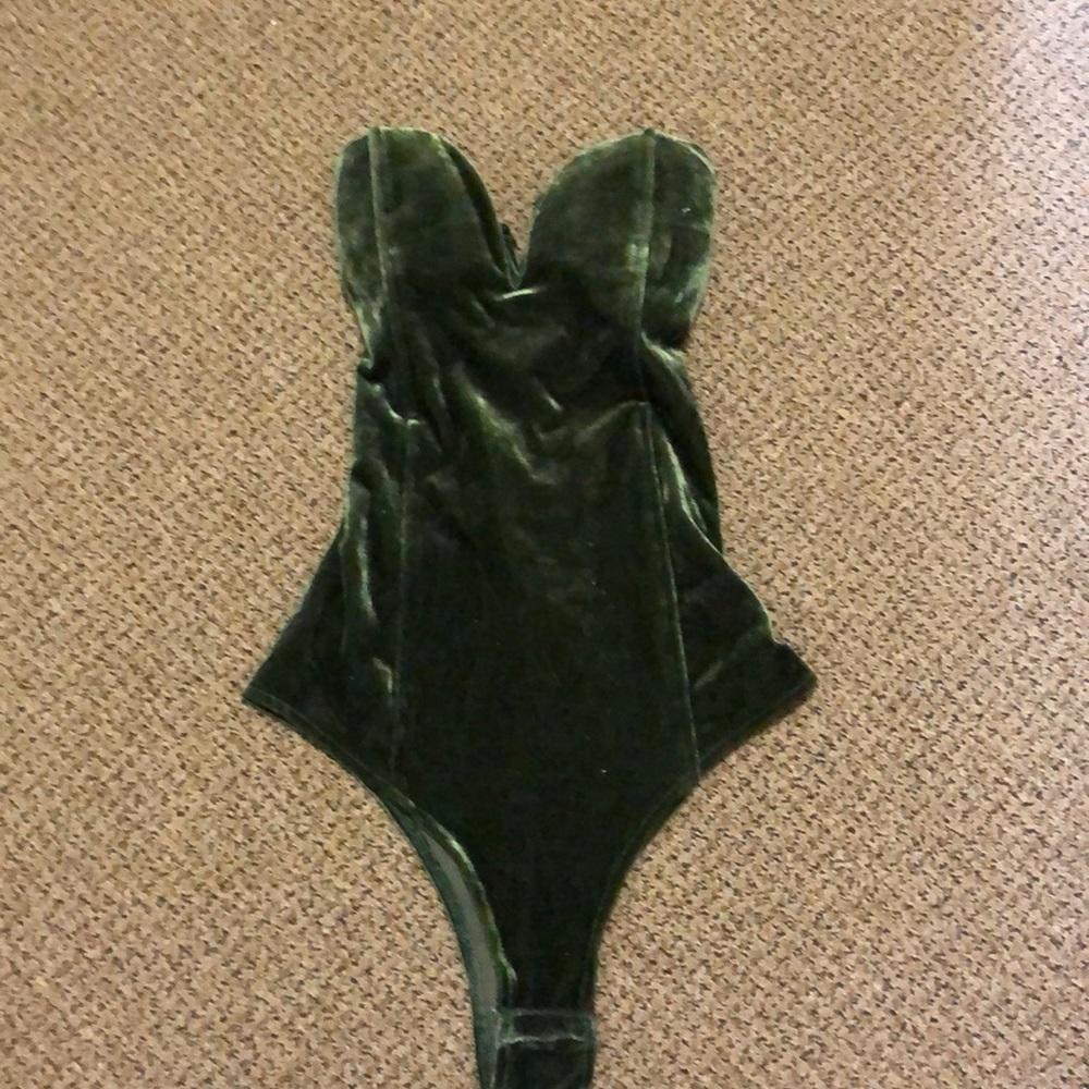 strapless velvet bodysuit